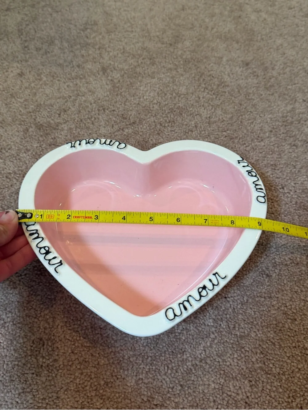 New Anthropologie amour Heart-Shaped Pink pie dish stoneware